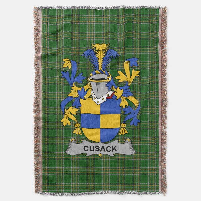 Irish Cusack Coat of Arms Familienwappen Irland Decke (Vorderseite Vertikal)