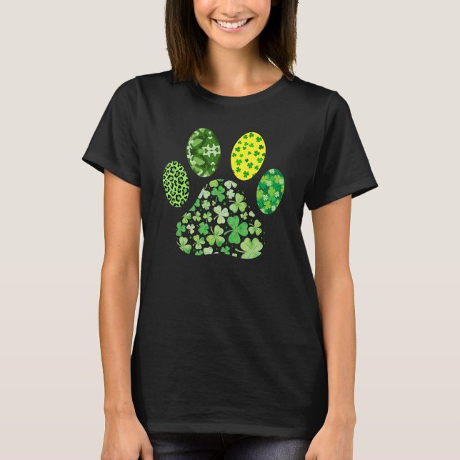 Irish Cute Dog Paw C St Patrick's Day Lucky Shamro T-Shirt (Vorderseite)