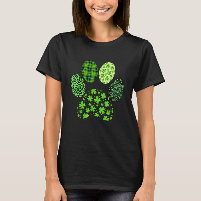 Irish Cute Dog Paw Clovers St Patrick's Day Lucky  T-Shirt (Vorderseite)