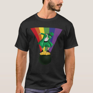 Irish Dabbing Leprechaun on Pot of Treasure Coins  T-Shirt