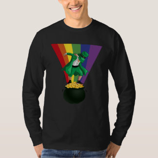 Irish Dabbing Leprechaun on Pot of Treasure Coins  T-Shirt