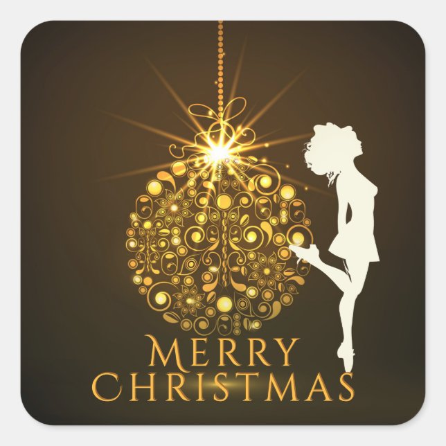 Irish Dance Hard Shoe Golden Christmas Quadratischer Aufkleber (Vorderseite)