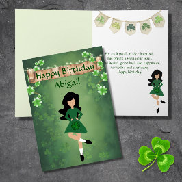 Irish Dance Kleeblatt wünscht Black Hair Geburtsta Karte