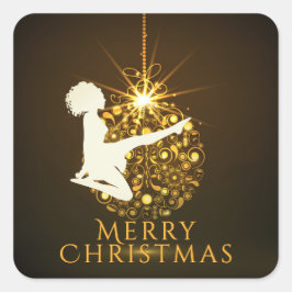 Irish Dance Soft Shoe Golden Christmas Quadratischer Aufkleber