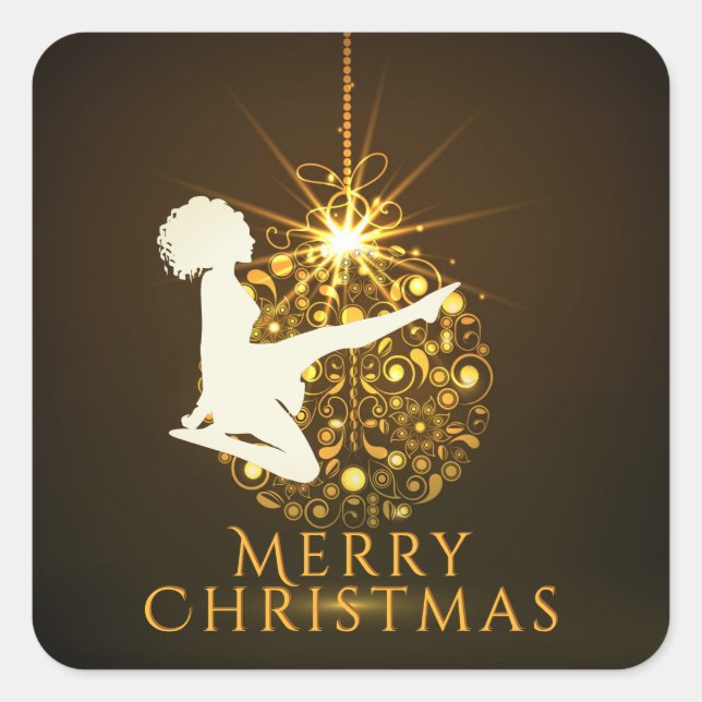 Irish Dance Soft Shoe Golden Christmas Quadratischer Aufkleber (Vorderseite)