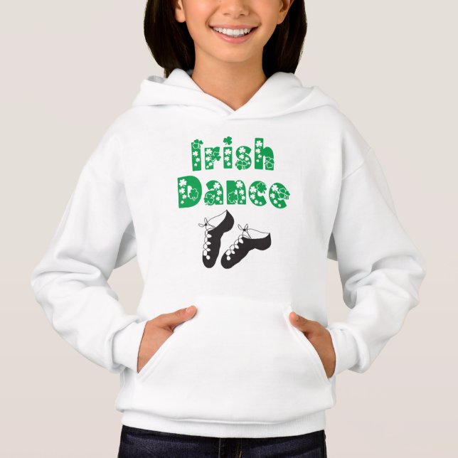 Irish Dance Soft Shoes Green Kleeblatts und Clover Hoodie (Vorderseite)