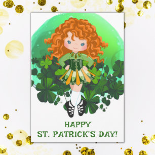 Irish Dance St. Patrick's Day Green Kleeblatts Karte