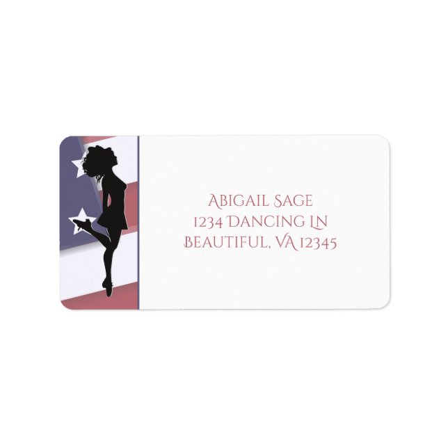 Irish Dancer American Flag Hard Shoe Dance Address Adressaufkleber (Vorne)