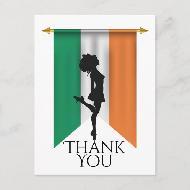 Irish Dancer and Flag Ireland Dance Danke Postkarte (Vorderseite)