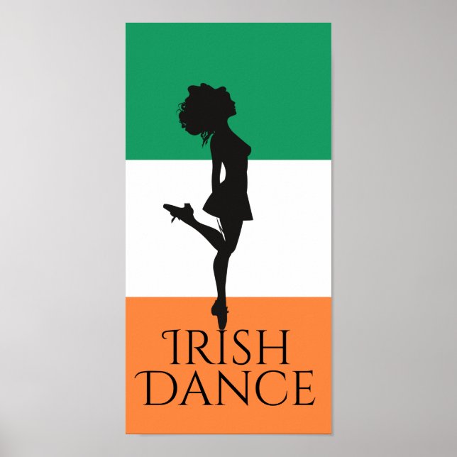 Irish Dancer and Flag Ireland Hard Shoe Dance Poster (Vorne)
