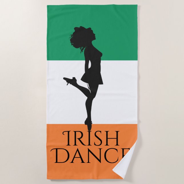 Irish Dancer and Flag Ireland Hard Shoe Dance Strandtuch (Vorderseite)
