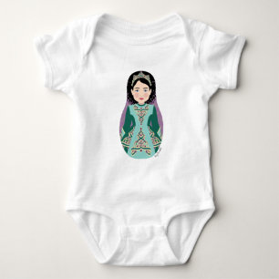 Irish Dancer Black Hair Matryoshka Baby Bodysuit Strampler