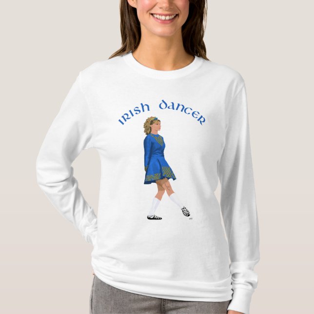 Irish Dancer Blonde in Blue T-Shirt (Vorderseite)