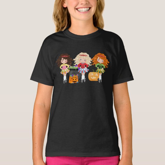 Irish Dancer Girls Happy Halloween Dance T-Shirt (Vorderseite)