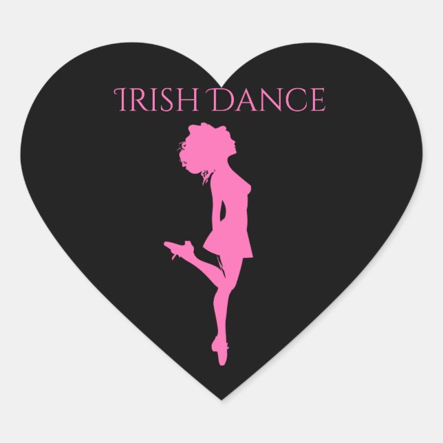 Irish Dancer Hard Shoe Black and Pink Dance Herz-Aufkleber (Vorderseite)