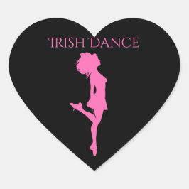 Irish Dancer Hard Shoe Black and Pink Dance Herz-Aufkleber