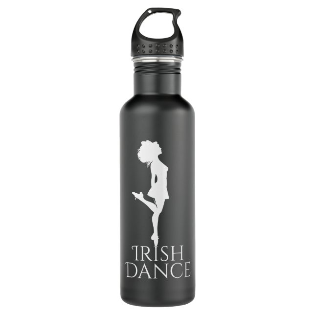 Irish Dancer Hard Shoe Black and White Dance Edelstahlflasche (Vorderseite)