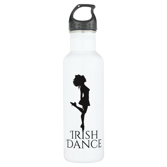 Irish Dancer Hard Shoe Black and White Dance Edelstahlflasche (Vorderseite)