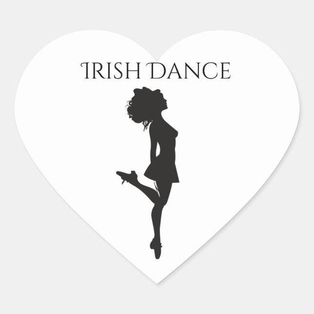 Irish Dancer Hard Shoe Black and White Dance Herz-Aufkleber (Vorderseite)