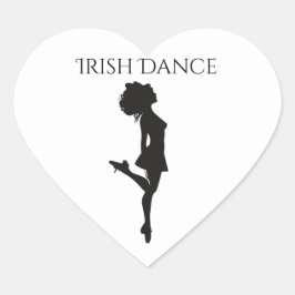 Irish Dancer Hard Shoe Black and White Dance Herz-Aufkleber
