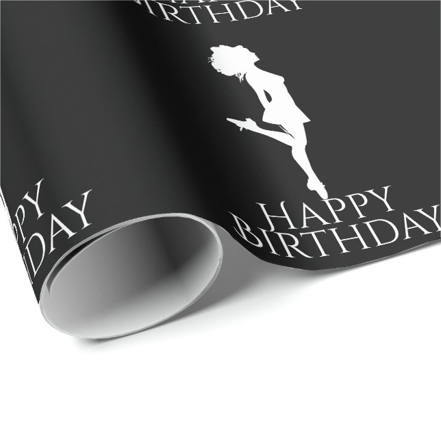 Irish Dancer Hard Shoe Schwarz-weiße Tanz Geburtst Geschenkpapier (Rolleneckpunkt)