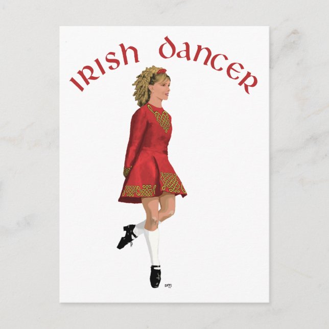 Irish Dancer in Red Postkarte (Vorderseite)