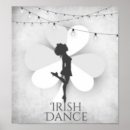 Irish Dancer mit Clover und String Lights Dance Poster