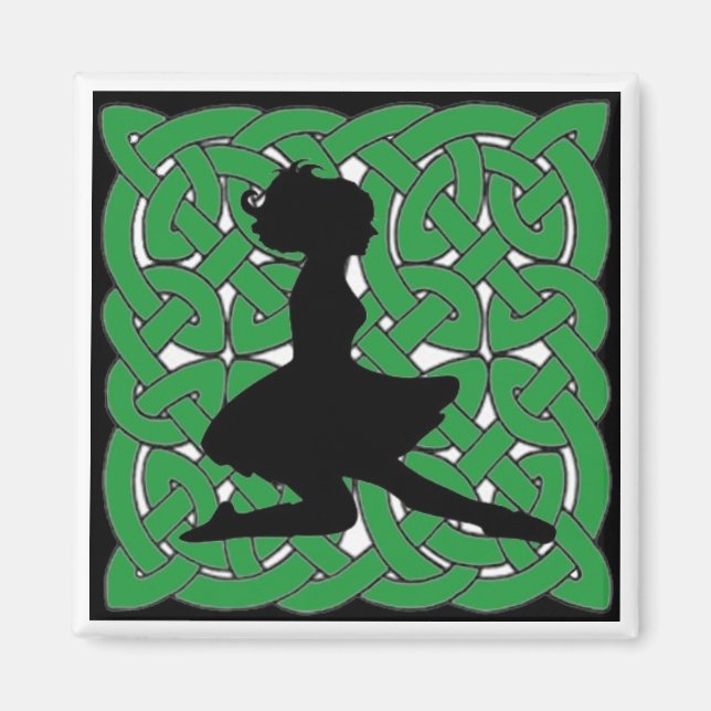 Irish Dancer on Green Celtic Knot Magnet (Vorne)