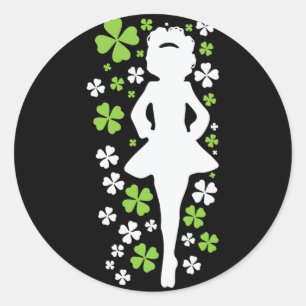 Irish Dancer Silhouette Clover Ireland Kleeblatt I Runder Aufkleber