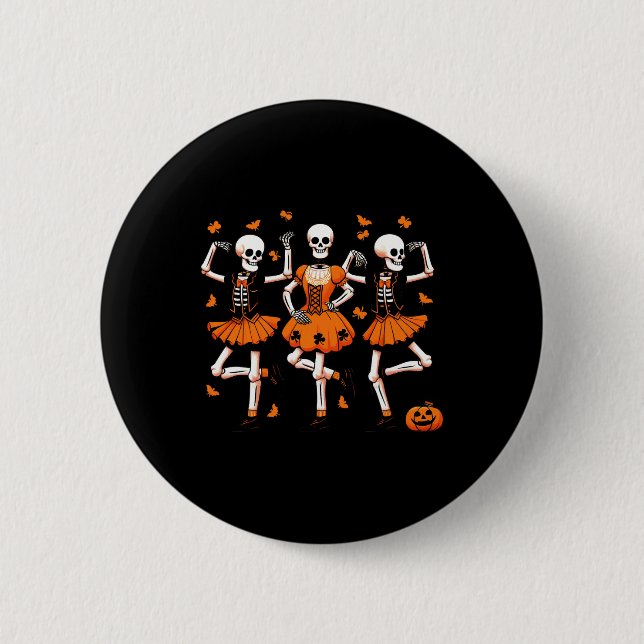Irish Dancing Skeletts Spooky Dance Halloween Wom Button (Vorderseite)
