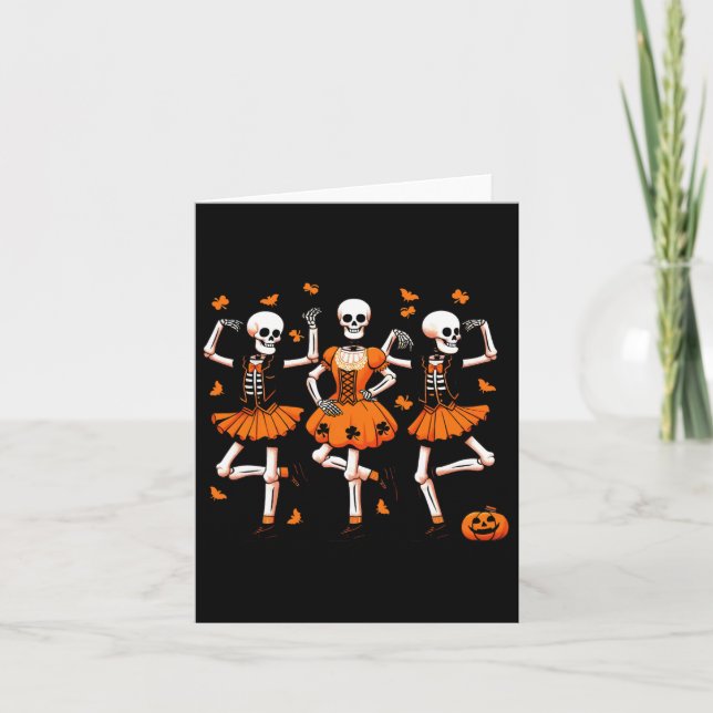 Irish Dancing Skeletts Spooky Dance Halloween Wom Karte (Vorderseite)