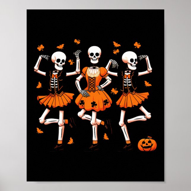 Irish Dancing Skeletts Spooky Dance Halloween Wom Poster (Vorne)