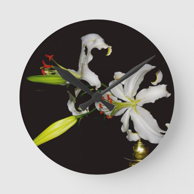 Irish Design - Sammlung von Messing und Blume Runde Wanduhr (Vorderseite)