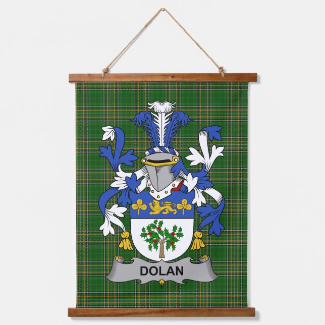 Irish Dolan or O_Dolan Coat of Arms Family Crest Wandteppich Mit Holzrahmen (Vorderseite)