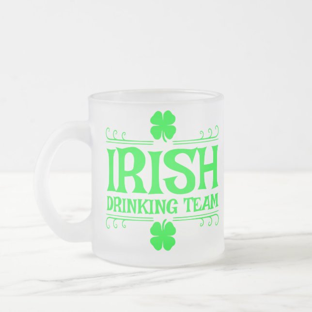 Irish Drink Team Green Kleeblatt Mattglastasse (Links)