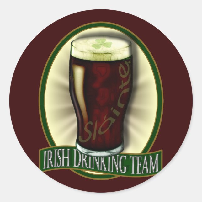 Irish Drink Team Runder Aufkleber (Vorderseite)