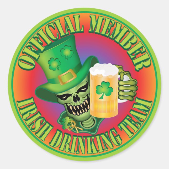 Irish Drink Team Skull.ai Runder Aufkleber (Vorderseite)