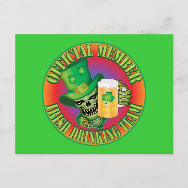 Irish Drink Team Skull Postkarte (Vorderseite)