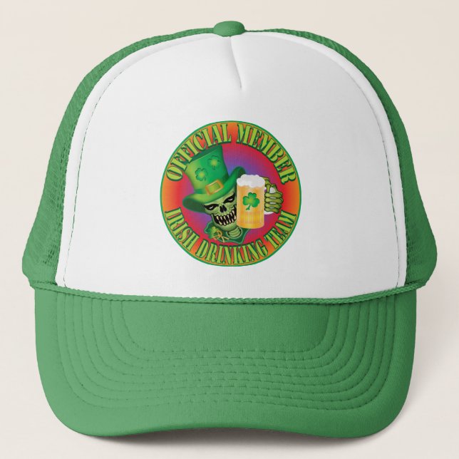Irish Drink Team Skull Truckerkappe (Vorderseite)