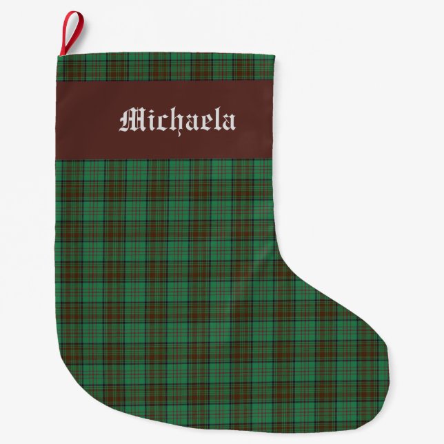 Irish Dublin Green Tartan  Großer Weihnachtsstrumpf (Vorderseite)