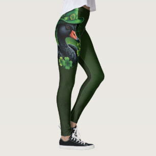 Irish Elegance, The Black Swan of St Patrick Leggings