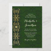 Irish EleganGold on Dark Green Christlich Wedding