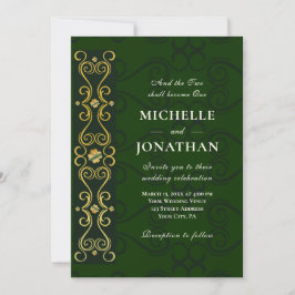 Irish Elegant Gold Artwork on Green Christlich Einladung