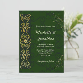 Irish Elegant Green Gold Design Christlich Wedding Einladung