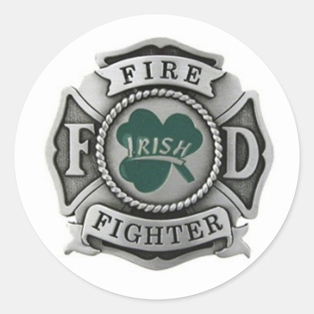Irish Firefighter-Abzeichen Runder Aufkleber (Vorderseite)