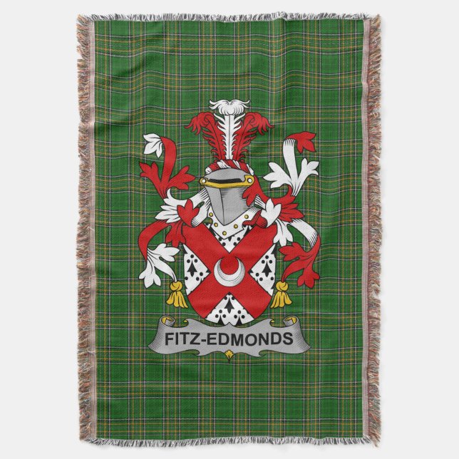 Irish Fitz-Edmonds Coat of Arms Familienwappen Ire Decke (Vorderseite Vertikal)