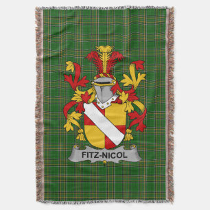 Irish Fitz-Nicol Coat of Arms Familienwappen Irlan Decke
