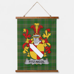 Irish Fitz-Nicol Coat of Arms Familienwappen Wandteppich Mit Holzrahmen