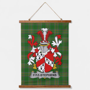 Irish Fitz-Stephens Coat of Arms Familienwappen Wandteppich Mit Holzrahmen