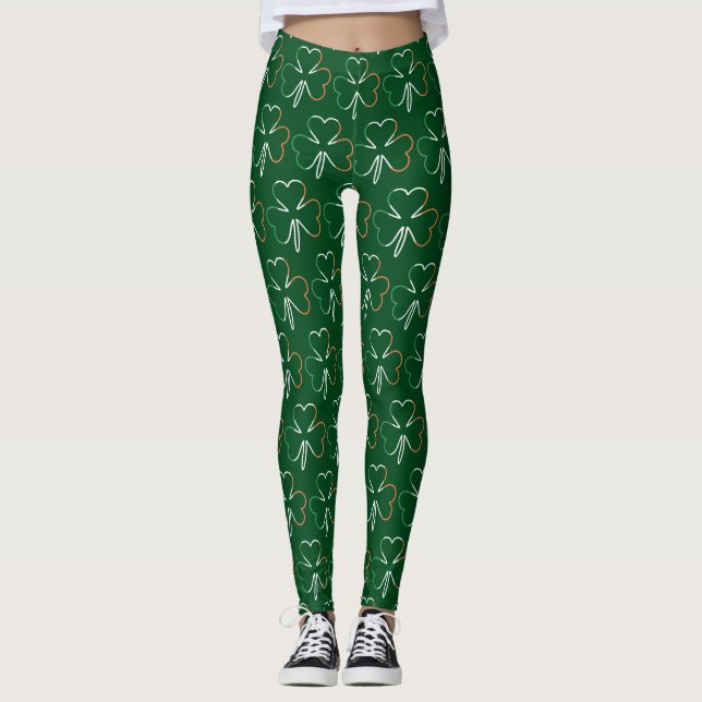 Irish Flag Colors Kleeblatts Clovers St Patrick Le Leggings (Vorderseite)